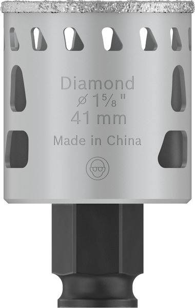 Diamant-Bohrkrone, 41 mm Durchmesser, Hergestellt in China.
