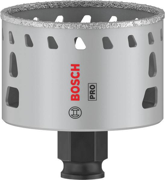 Bimetall-Lochsäge von Bosch, grau mit diamantbesetzter Kante, geeignet für präzises Bohren in harte Materialien.®