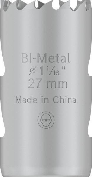 Silbergrauer Bi-Metall-Bohrkrone mit der Aufschrift 'Ø1 1/16