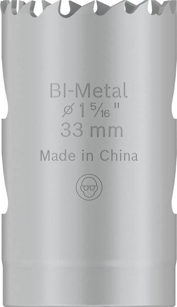 Bi-Metall-Lochsäge mit einem Durchmesser von 33 mm, gefertigt in China.