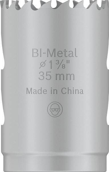 Grauer Bi-Metall-Bohrer mit Aufschrift 'Bi-Metal Ø 1 3/8