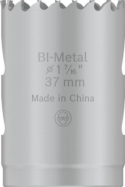 Bohrkrone aus Bi-Metall, Durchmesser 37 mm, hergestellt in China.