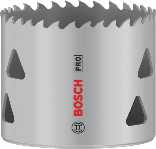 Metallsägekrone mit Bosch-Logo und 'Pro'-Beschriftung, geeignet für präzises Bohren in Metall, silberne Farbe.