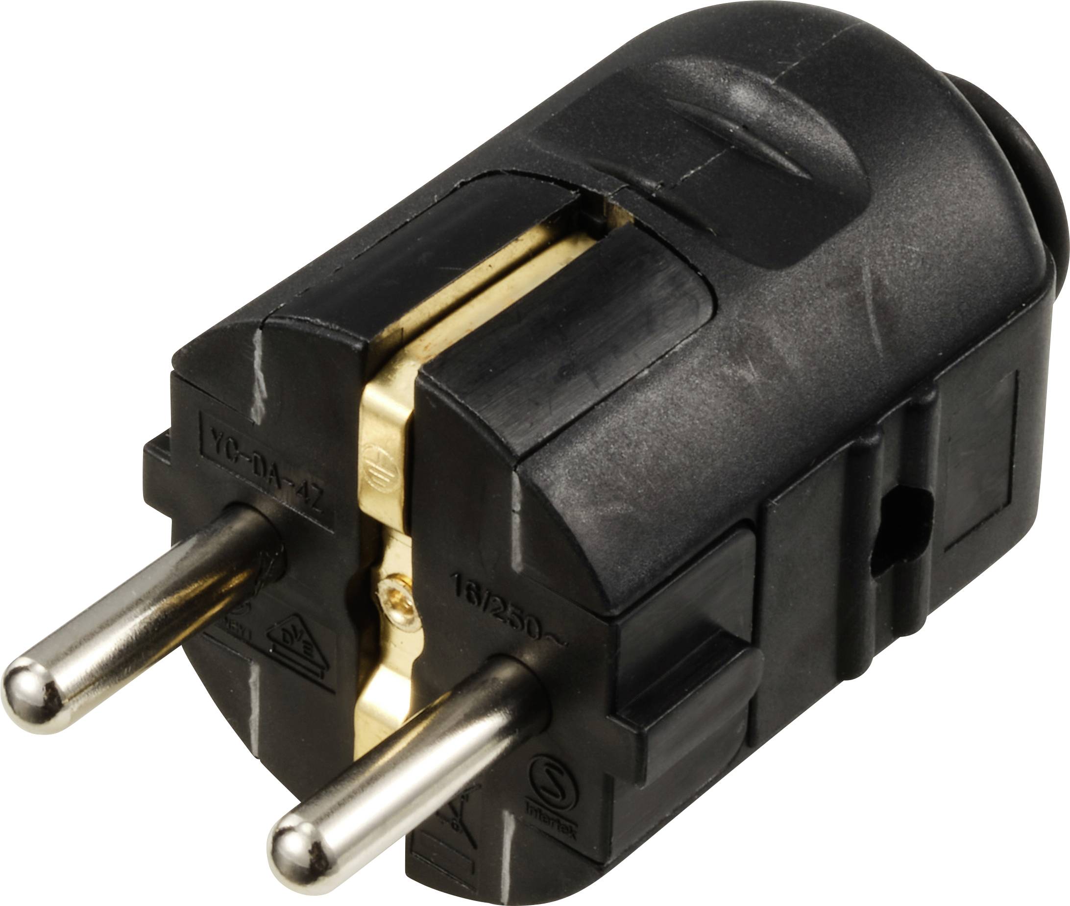 Sygonix SY-6629382 Schutzkontaktstecker Polypropolene (PP) 250 V/AC Schwarz