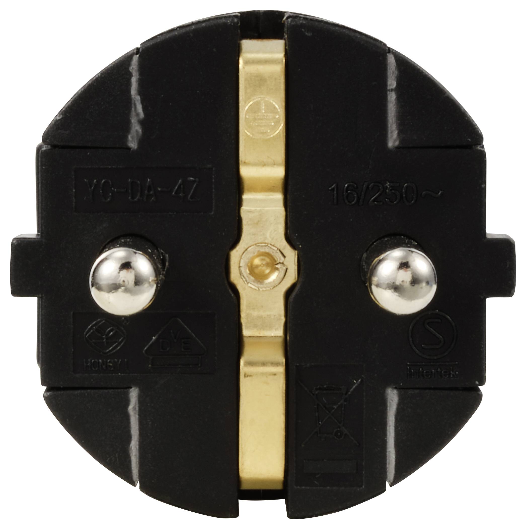 Sygonix SY-6629382 Schutzkontaktstecker Polypropolene (PP) 250 V/AC Schwarz