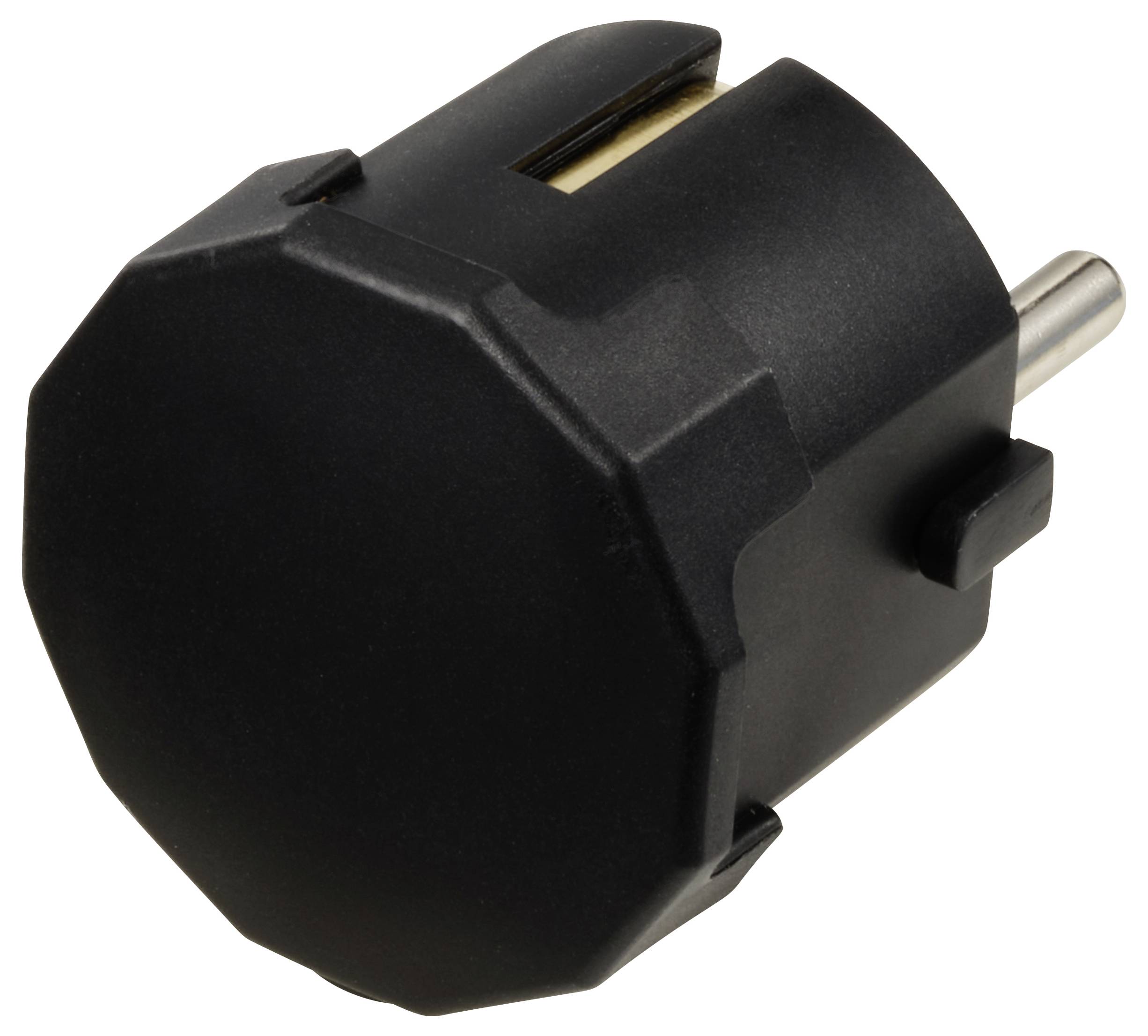 Sygonix SY-6629386 Schutzkontaktstecker Polypropolene (PP) 250 V/AC Schwarz