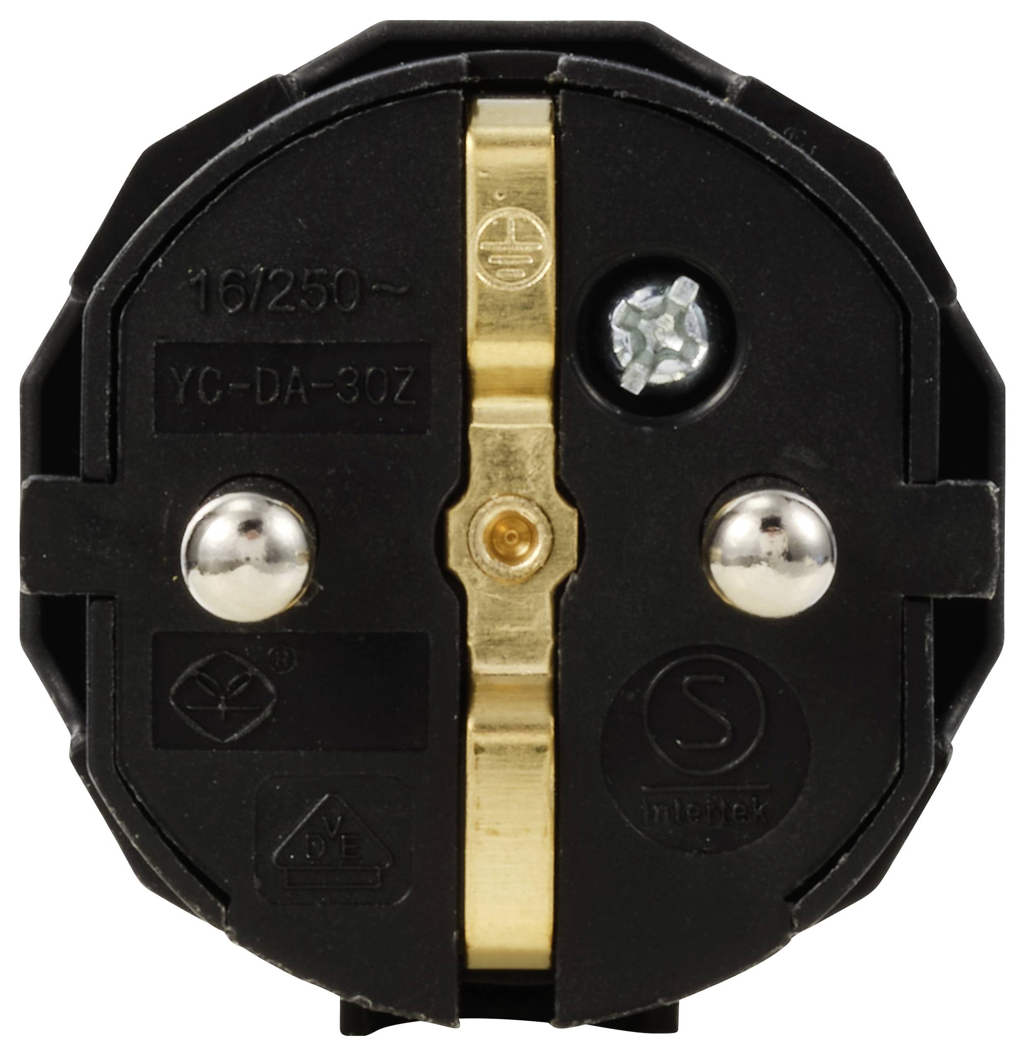 Sygonix SY-6629386 Schutzkontaktstecker Polypropolene (PP) 250 V/AC Schwarz