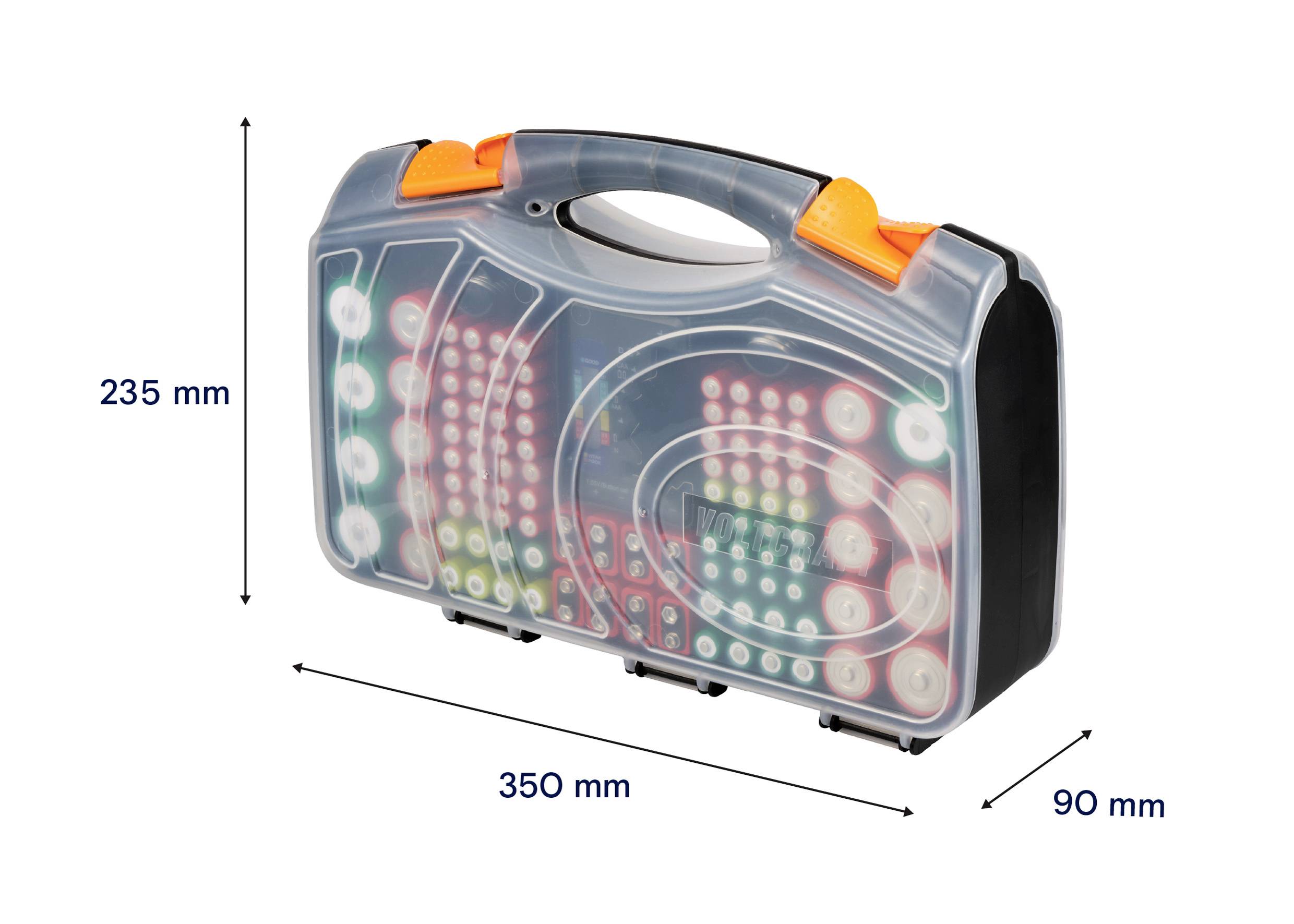 VOLTCRAFT GD BSB01 Batteriebox 180x Micro (AAA), Mignon (AA), Baby (C), Mono (D), 9V Block, Knopfzellen (L x B x H) 350 x 90
