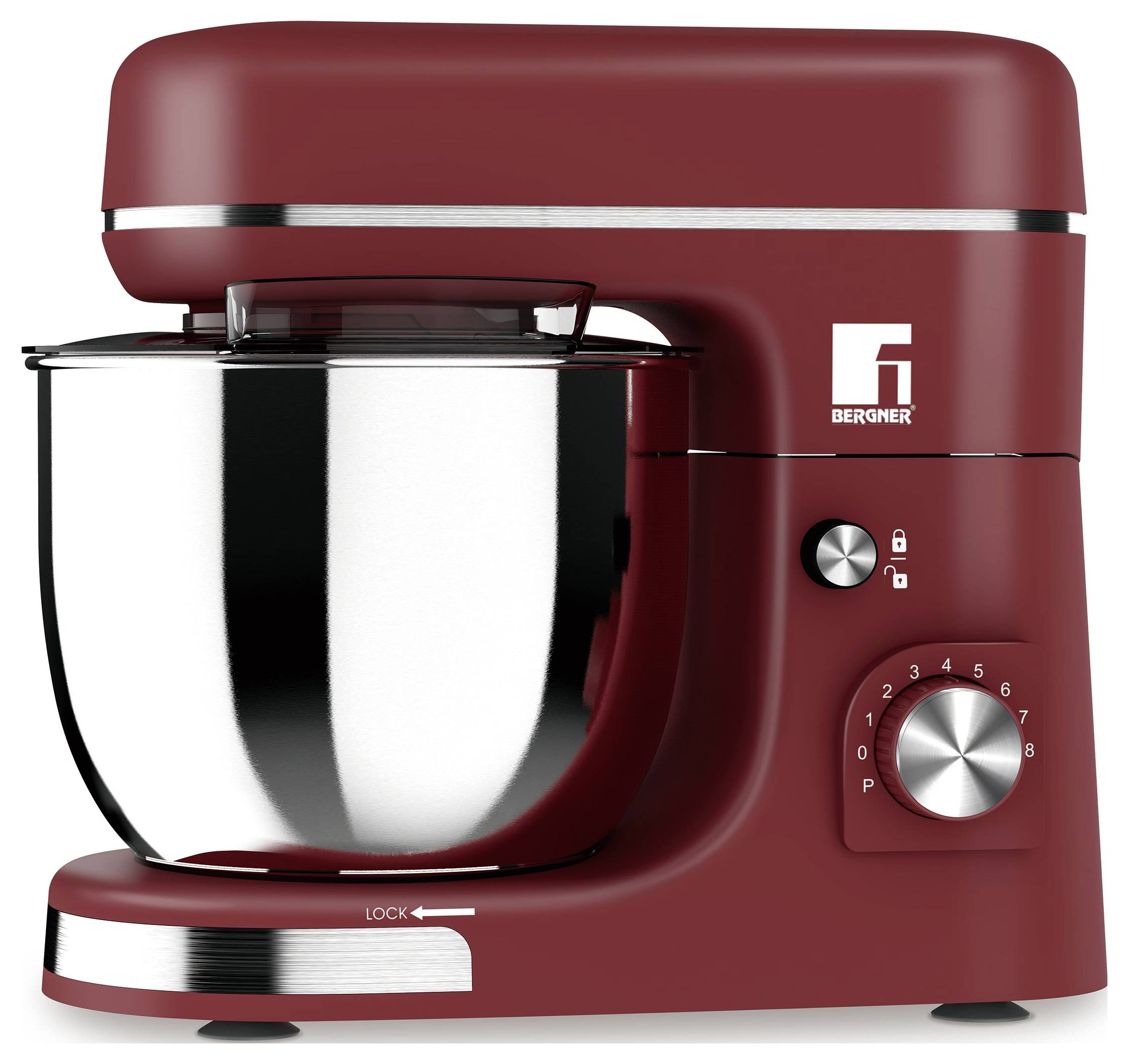 Bergner BG-51036-RD Knetmaschine 1300W Schwarz, Silber