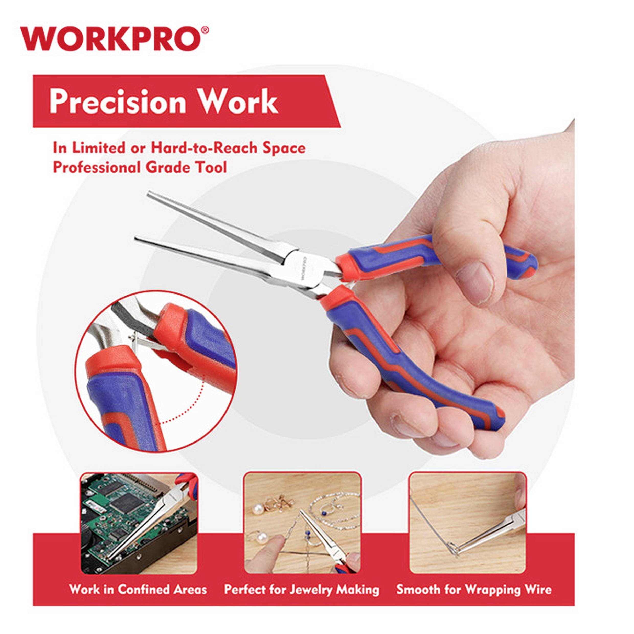 WorkPro WP231095 Universal Mini-Spitzzange Chrom-Vanadium Stahl 110 mm