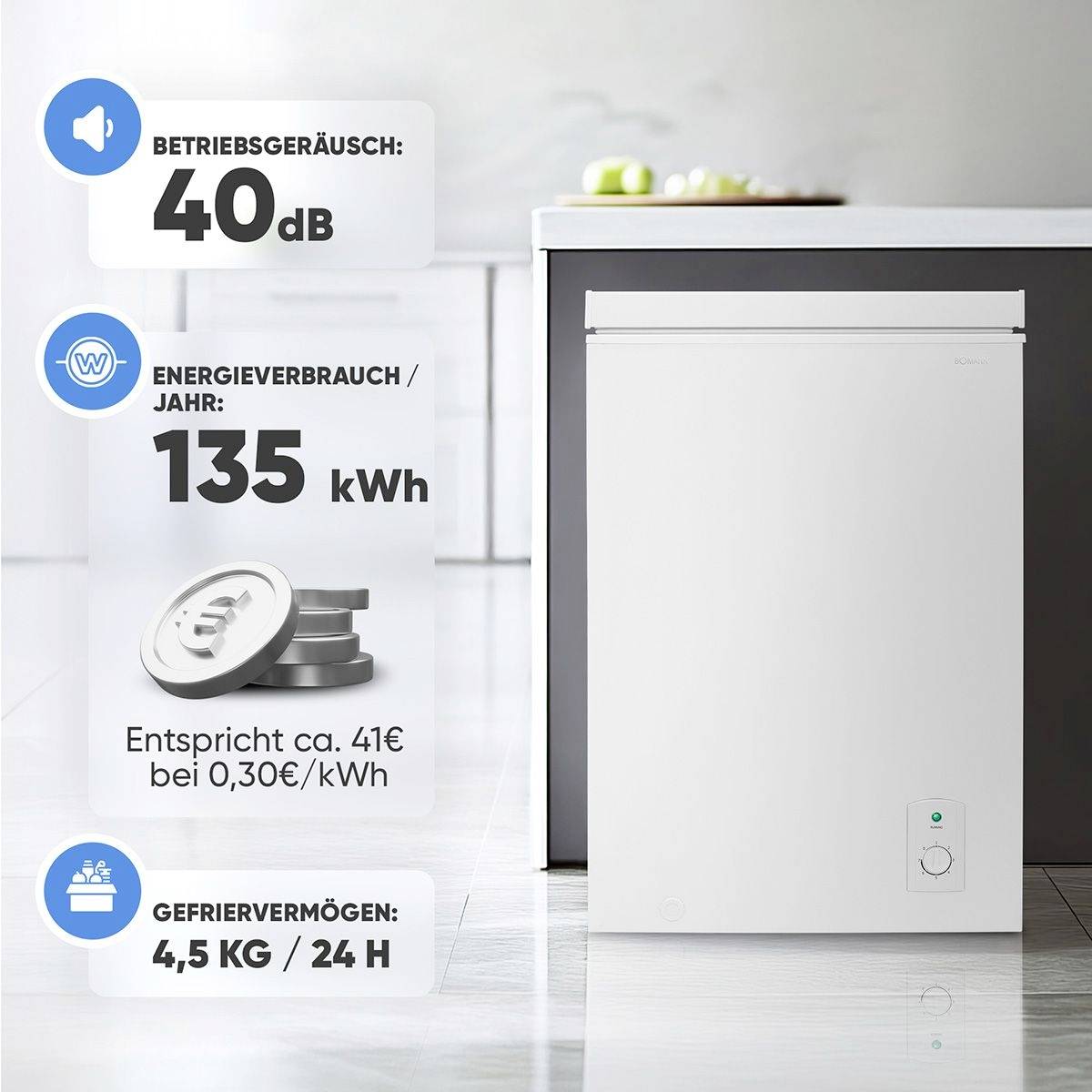 Bomann GT 7355 Gefriertruhe weiß Gefriertruhe EEK: D (A - G) 100 l Standgerät Weiß