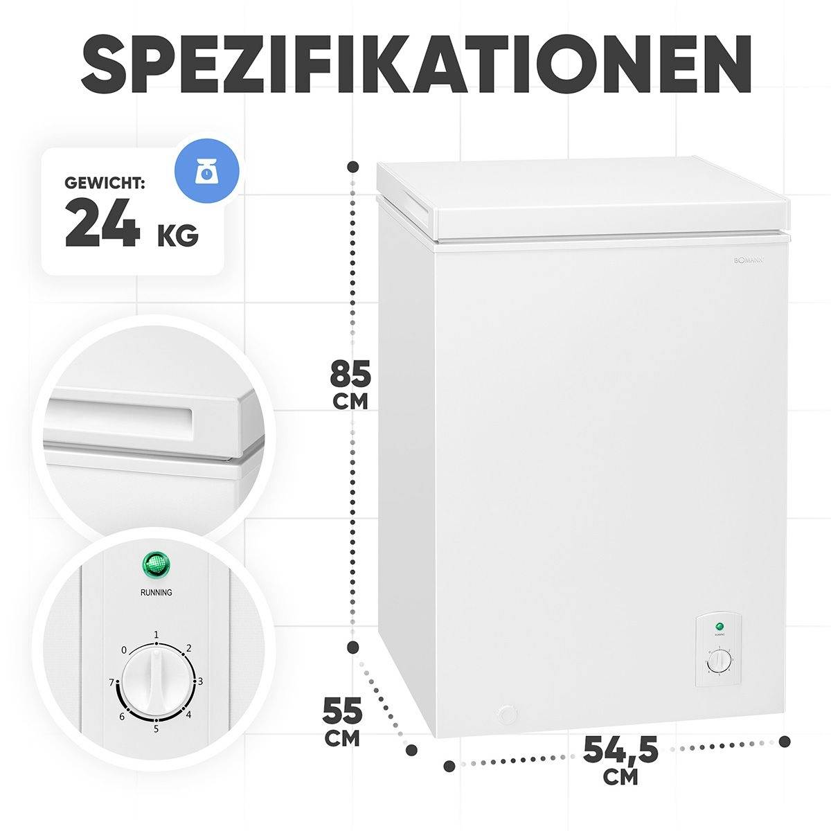 Bomann GT 7355 Gefriertruhe weiß Gefriertruhe EEK: D (A - G) 100l Standgerät Weiß