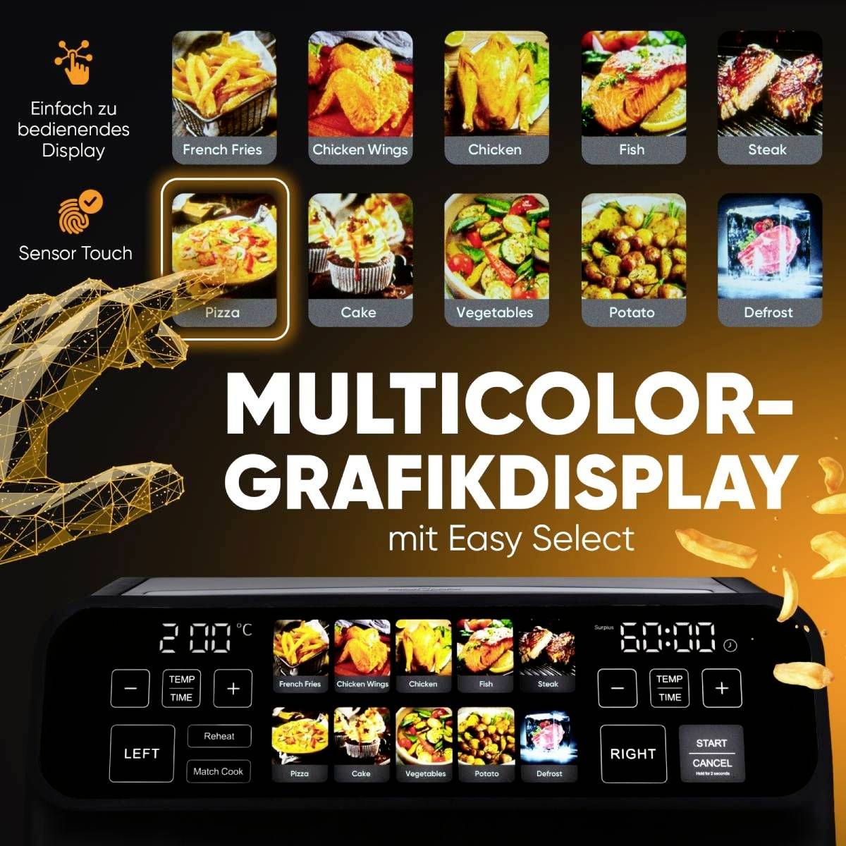 Profi Cook PC-FR 1287 H inox Heißluft-Fritteuse 8 l 2200 W Edelstahl, Schwarz