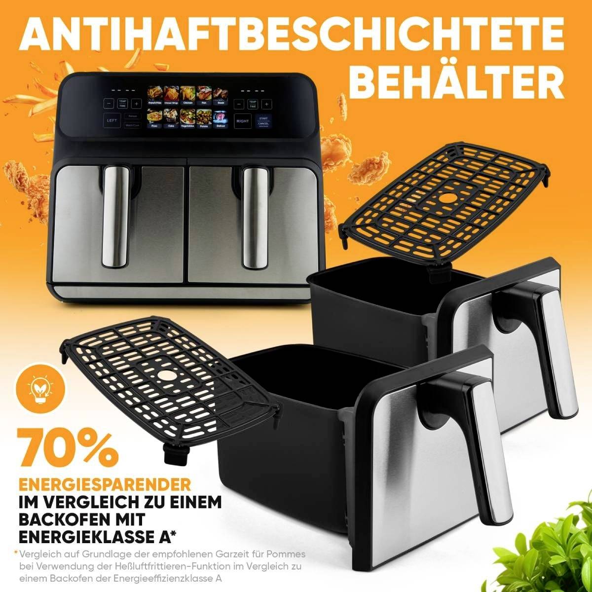 Profi Cook PC-FR 1287 H inox Heißluft-Fritteuse 8 l 2200 W Edelstahl, Schwarz