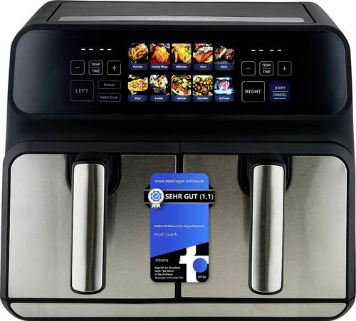 Profi Cook PC-FR 1287 H inox Heißluft-Fritteuse 8l 2200W Edelstahl, Schwarz