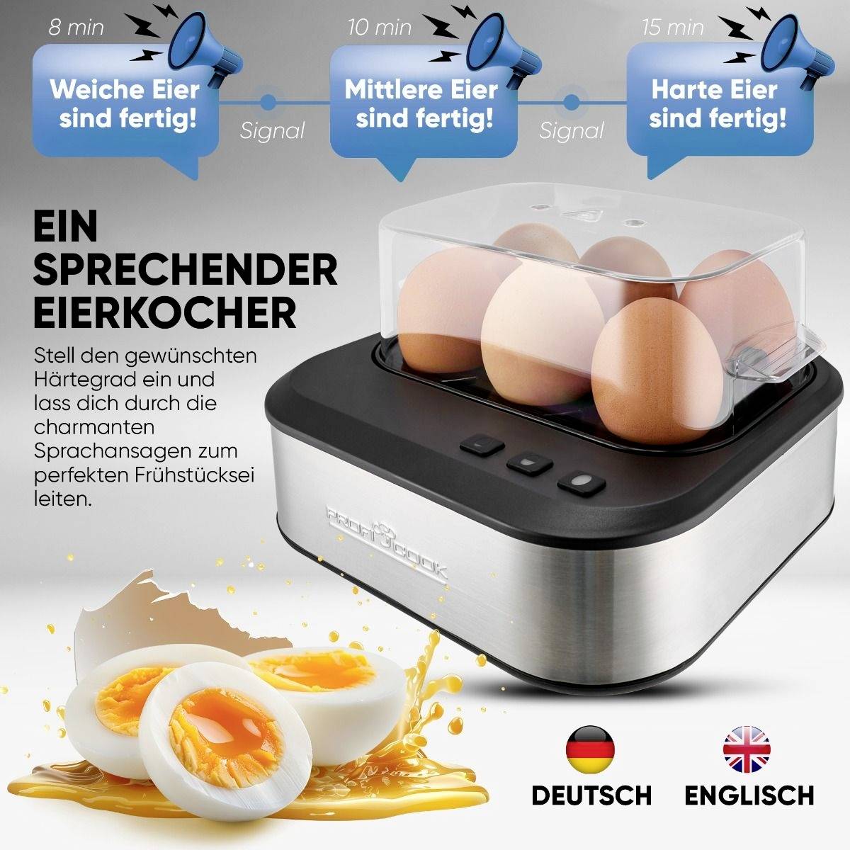 Profi Cook PC-EK 1276 inox Eierkocher Inox, Schwarz