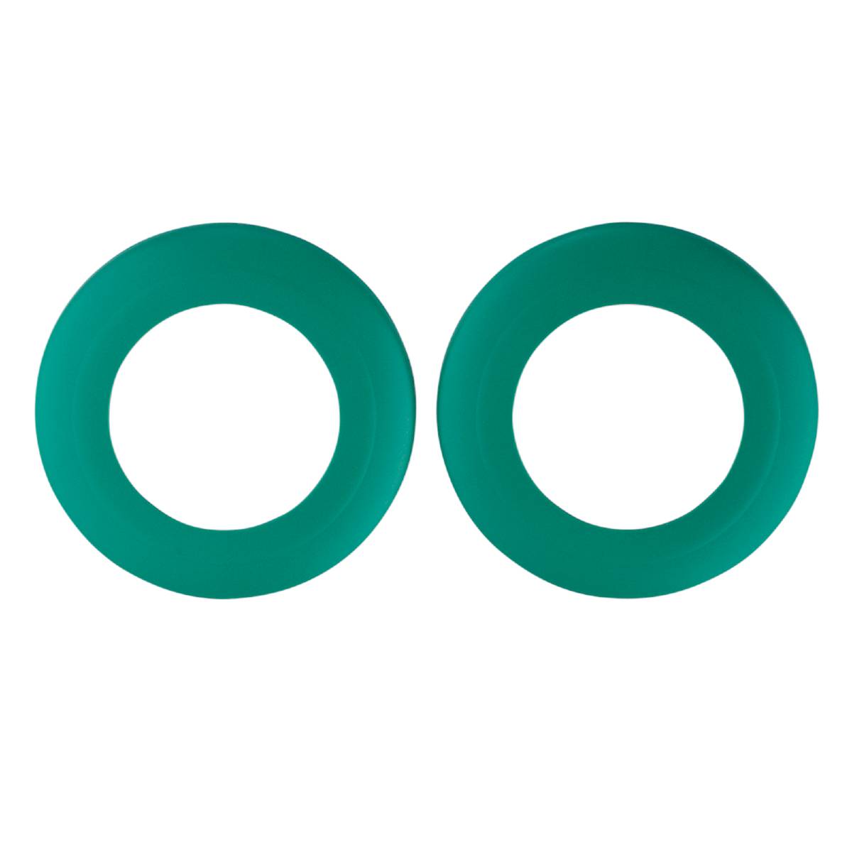 Zwei grüne Ringe nebeneinander auf schwarzem Hintergrund.