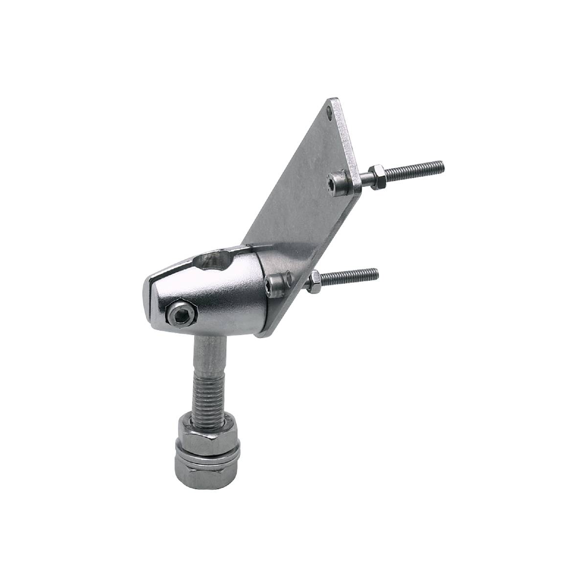 Metallverstellgelenk zur Verbindung und Winkelverstellung von Strukturen, bestehend aus mehreren Schrauben und einer Gelenkplatte.
