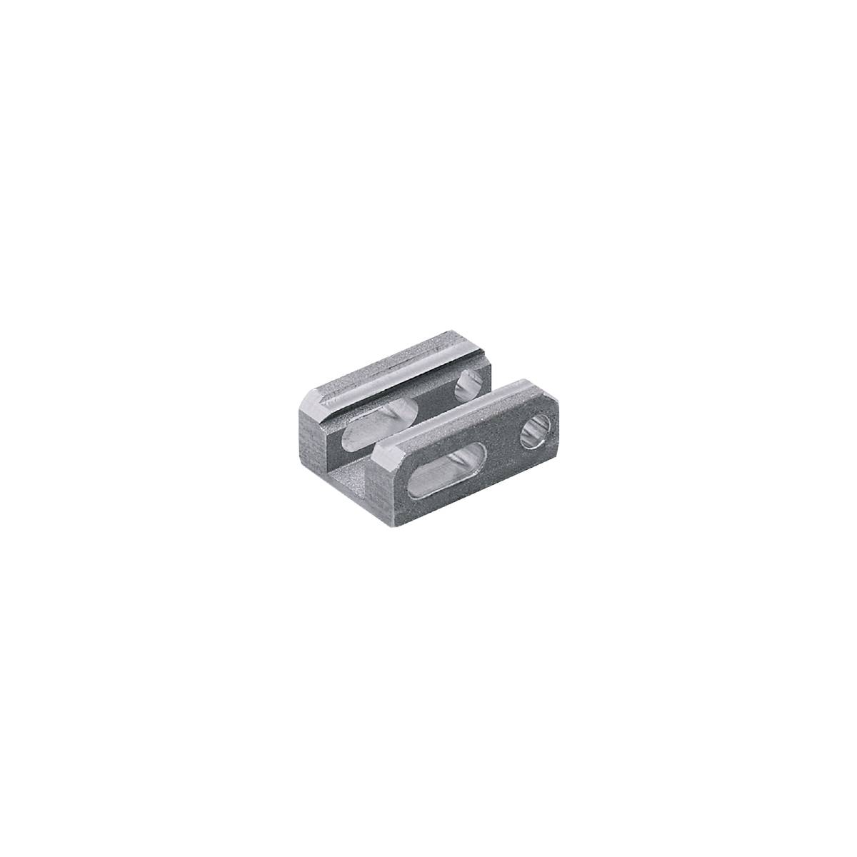 Metallisches U-förmiges Bauteil auf schwarzem Hintergrund.