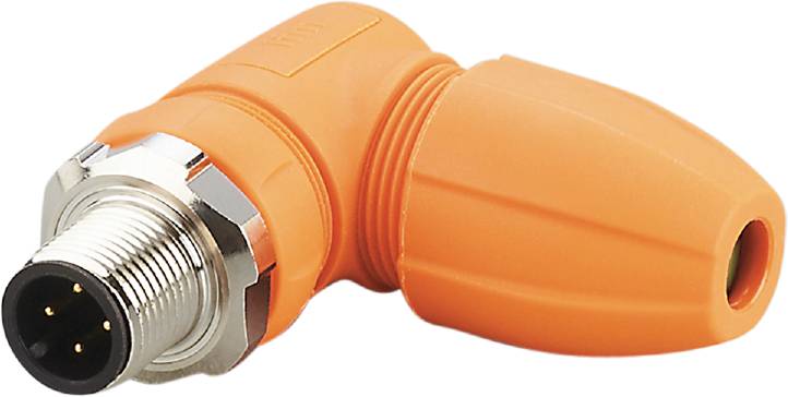 Eine orangefarbene Kabelverschraubung mit Metallmutter zur Befestigung und Abdichtung eines Kabels in einem elektrischen Gehäuse.