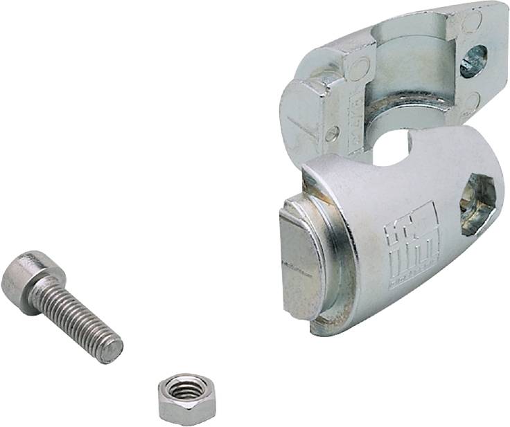 Metall-Abschließvorrichtung mit Bolzen und Mutter, geeignet zum Sichern von Maschinen oder Geräten; zeigt Struktur und Bauteile.