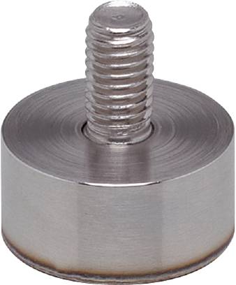 Ein silberner, metallischer Magnet mit Schraubgewinde oben, geeignet für industrielle Anwendungen oder Befestigungen.