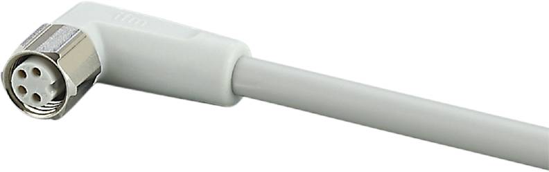 Ein weißes Kabel mit einer glatten Kunststoffoberfläche, möglicherweise ein Lade- oder Datenkabel.