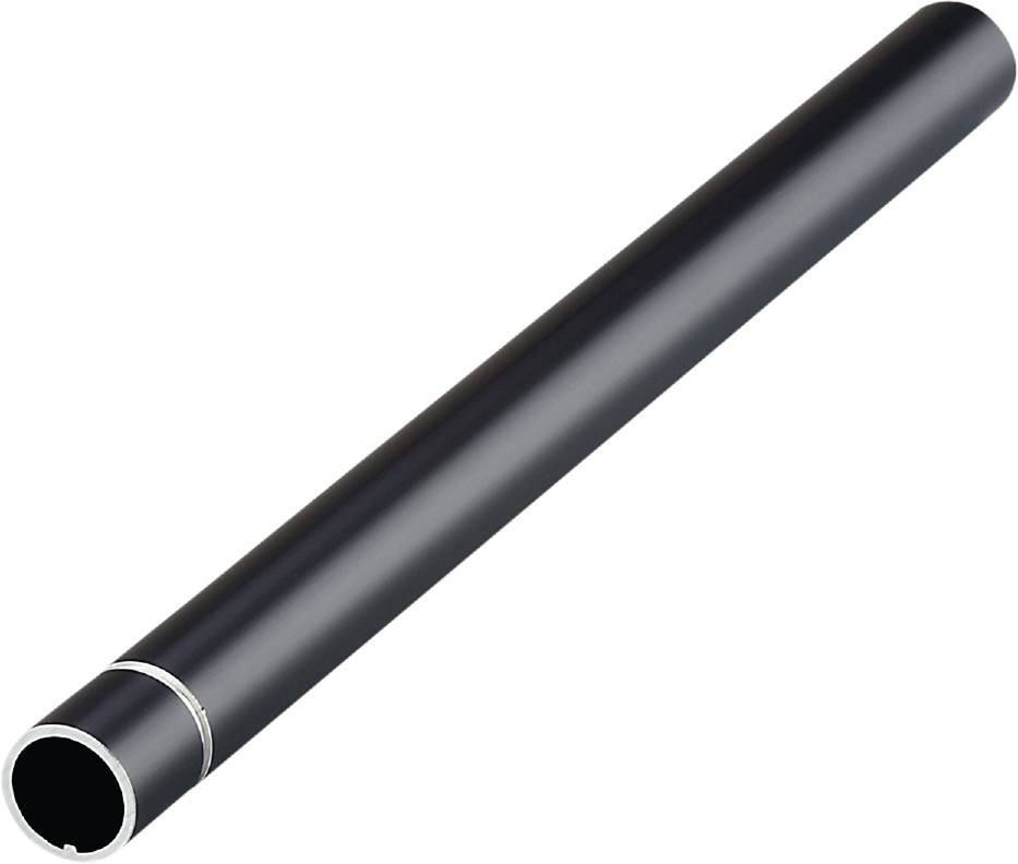 Ein schwarzes, metallisches Rohr ist diagonal von oben links nach unten rechts abgebildet.
