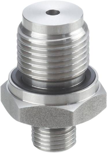 Metallgewinde und Dichtung in Nahaufnahme, zeigt CNC-gefertigte Präzisionsteile, möglicherweise ein Teil eines Mechanismus oder einer Maschine.