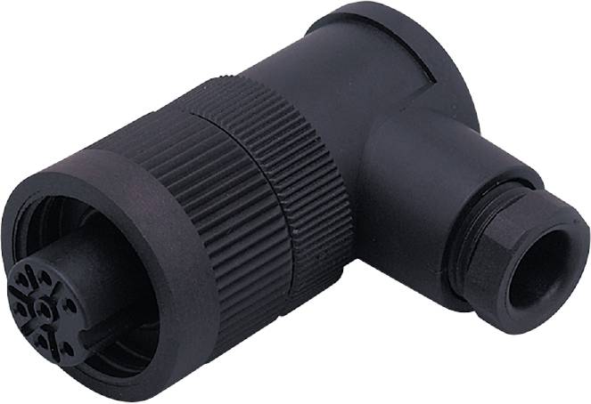 Ein schwarzer Kunststoffanschluss für Rohre, verwendet in Wasser- oder Klimaanlagen.