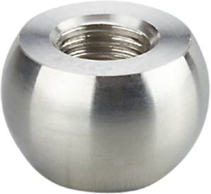Runde Metallmutter mit glänzendem Finish, zentralem Innengewinde und glatter Oberfläche. Ideal für mechanische Befestigungen.