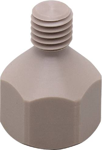 Sechskant-Schraubenkopf aus Metall, graue Farbe, mit Gewinde.