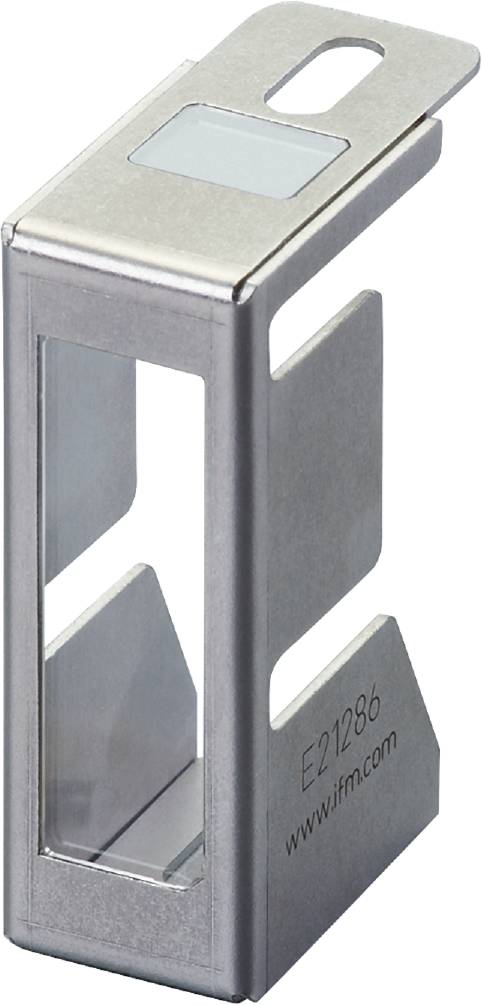 Ein verchromtes Metallgehäuse mit mehreren Schlitzen. Es dient als Halterung oder Schutz für technische Komponenten.