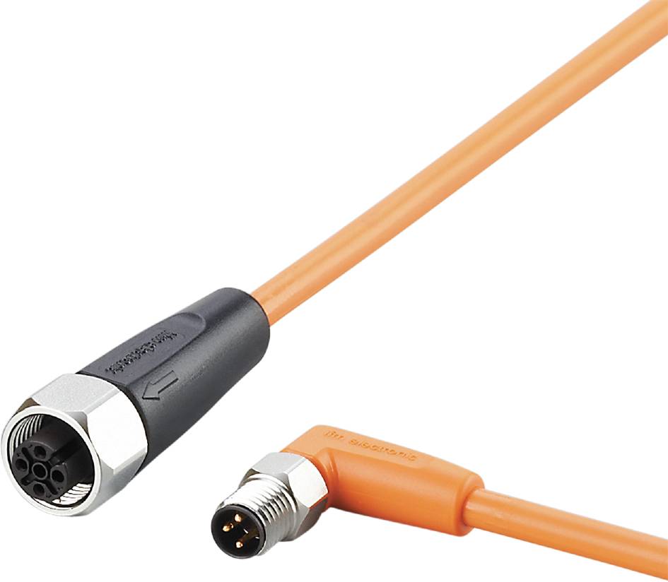 Oranger und schwarzer M12-Stecker mit Kabel