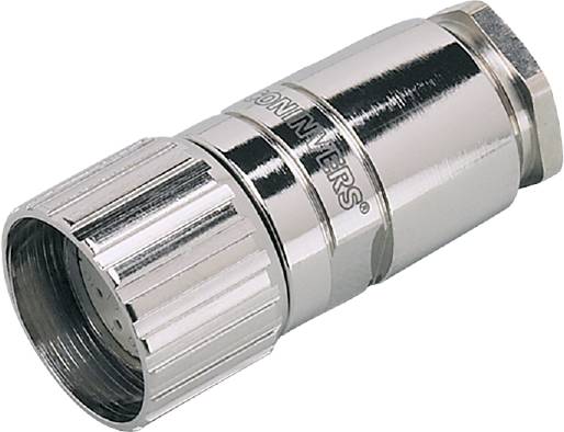 Verchromter Antennenstecker zum Verbinden von Koaxialkabeln.