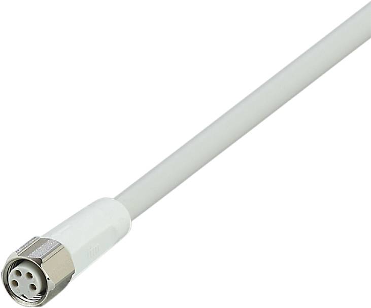 Ein weißes HDMI-Kabel mit metallischem Steckerende.