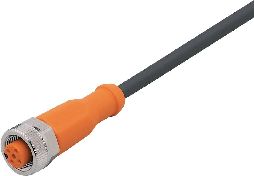 Ein schwarzes Kabel mit einer orangefarbenen Ummantelung und silbernen Enden. Geeignet für elektrische Verbindungen.