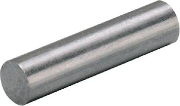 Metallstab aus Edelstahl, zylindrisch und glänzend, vor weißem Hintergrund.