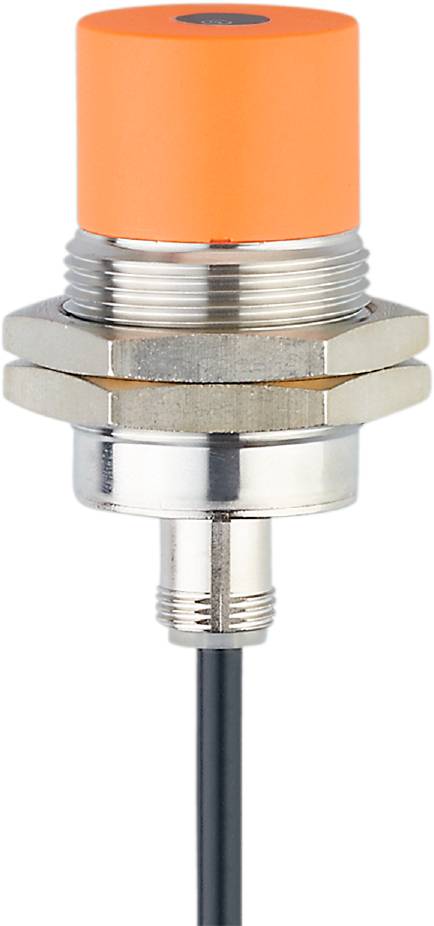 Ein silberfarbener zylindrischer Drucksensor mit Gewinde und Kabelverbindung, geeignet für industrielle Anwendungen.