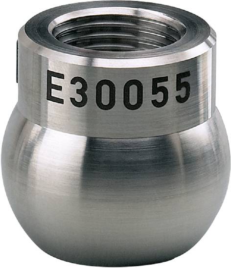 Metallkugelgelenk mit Gravur 'E30055', glänzende Oberfläche, zylindrische Form.