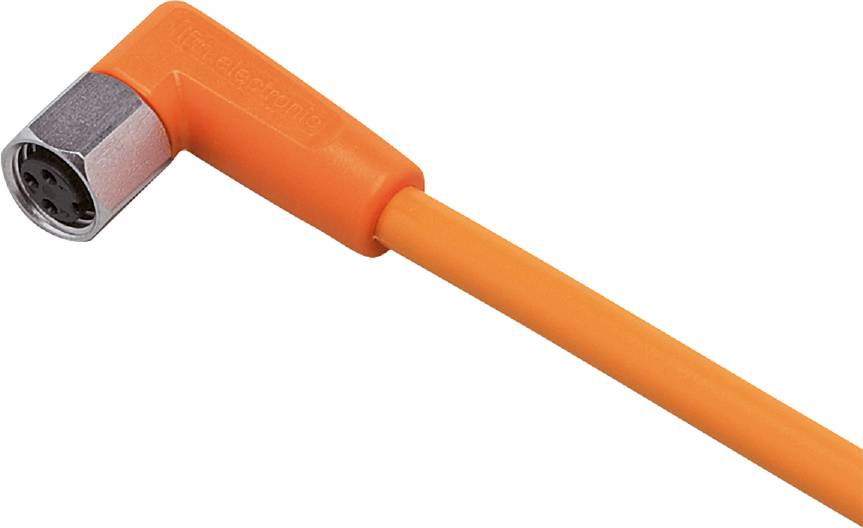 Ein orangefarbenes Koaxialkabel mit einem festen, isolierten Stecker, geeignet zur Verwendung in elektrischen und elektronischen Geräten.