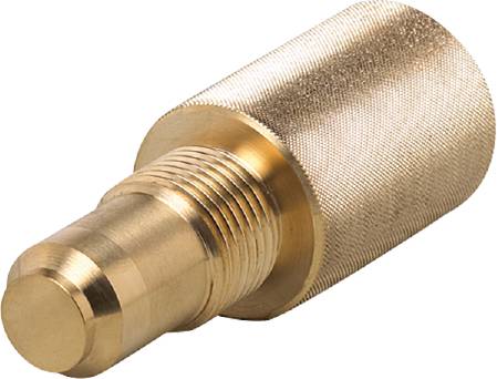 Messing-Schraubnippel mit gerändeltem Kopf, geeignet für Hydrauliksysteme.