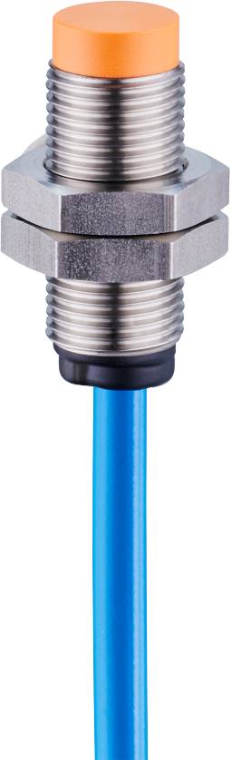 Ein blauer PVC-Schlauch mit einer silbern glänzenden Metallverschraubung, häufig verwendet in industriellen Anwendungen.