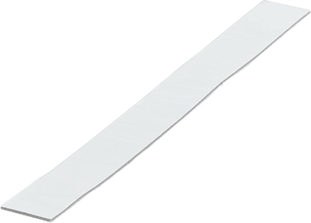 Ein langes, schmales Stück weißen Materials, möglicherweise ein Band oder Streifen, auf weißem Hintergrund.