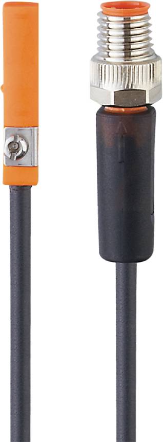 Nahaufnahme eines Bleistiftspitzers neben einem schwarzen Bleistift. Der Bleistiftspitzer zeigt eine silberne Klinge und ein orangefarbenes Gehäuse.