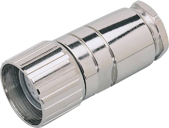 Silberne, zylindrische Taschenlampe mit gerillter Oberfläche, nach rechts zeigend.