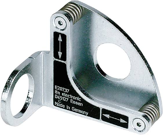 Metallhalterung mit geschwungenem Design und Pfeilen. Text auf der Halterung: 'E20737' und 'Made in Germany'.