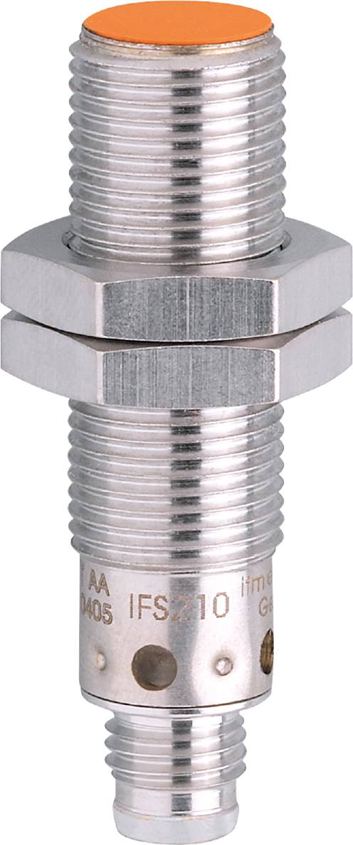 Eine silberne Metallverschraubung mit Sechskantmutter, die auf ein Gewinde geschraubt ist.