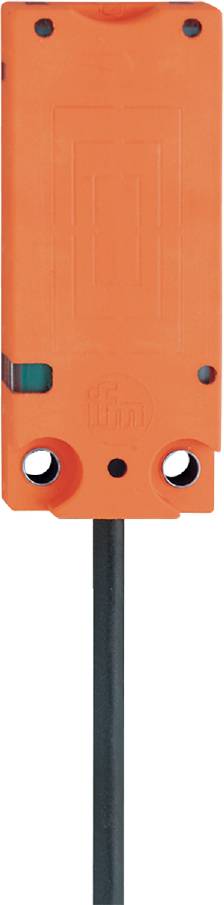 Ein orangefarbener Sensor mit mehreren Bohrungen und einem sichtbaren Kabel.