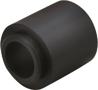 Ein schwarzer zylindrischer Metallbehälter mit Schraubgewinde an einer Seite, oft verwendet für industrielle Anwendungen.